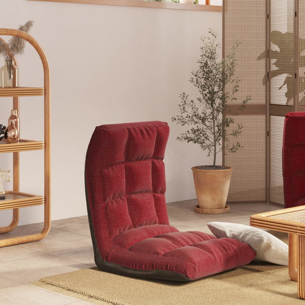vidaXL Foldable Floor Chair Wine Red Fabric