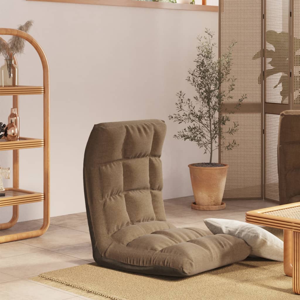 vidaXL Foldable Floor Chair Taupe Fabric