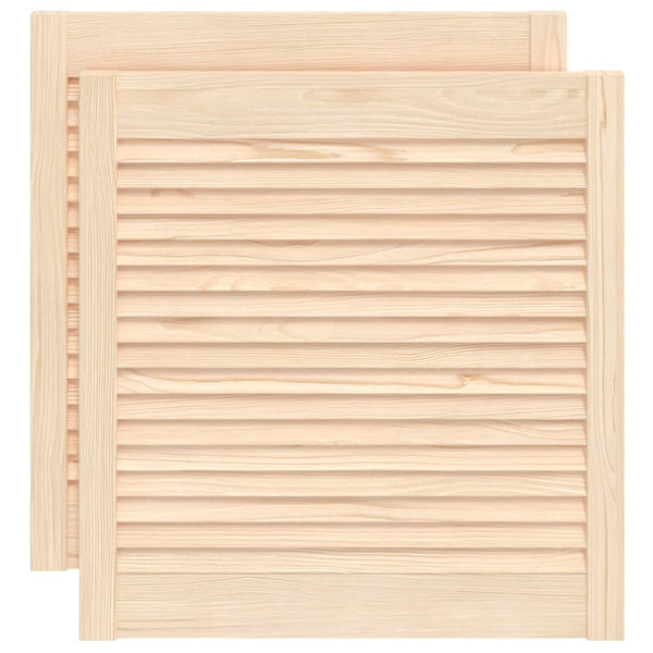 vidaXL Louvered Cabinet Doors 2 pcs 61.5x59.4 cm Solid Wood