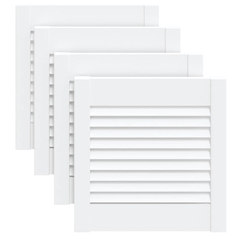 vidaXL Cabinet Doors Louvered Design 4 pcs White 39.5x39.4 cm Solid Wood