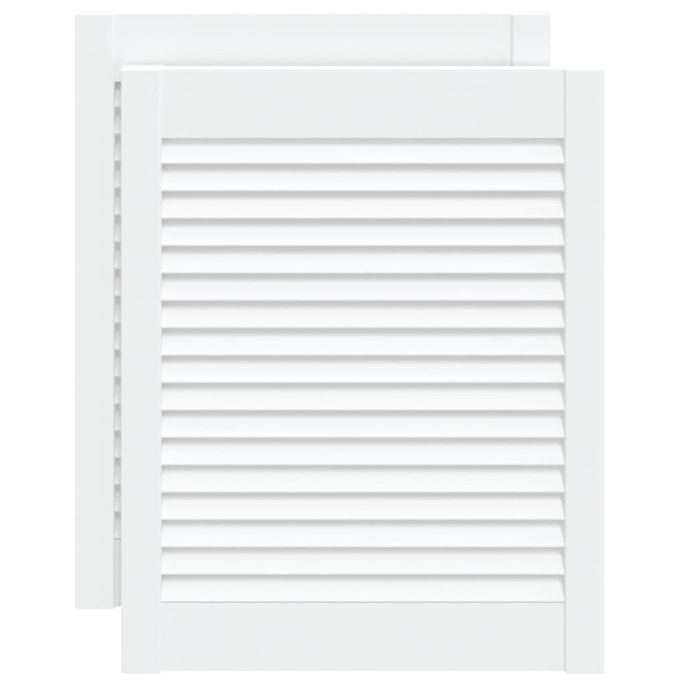 vidaXL Cabinet Doors Louvered Design 2 pcs White 61.5x49.4 cm Solid Wood