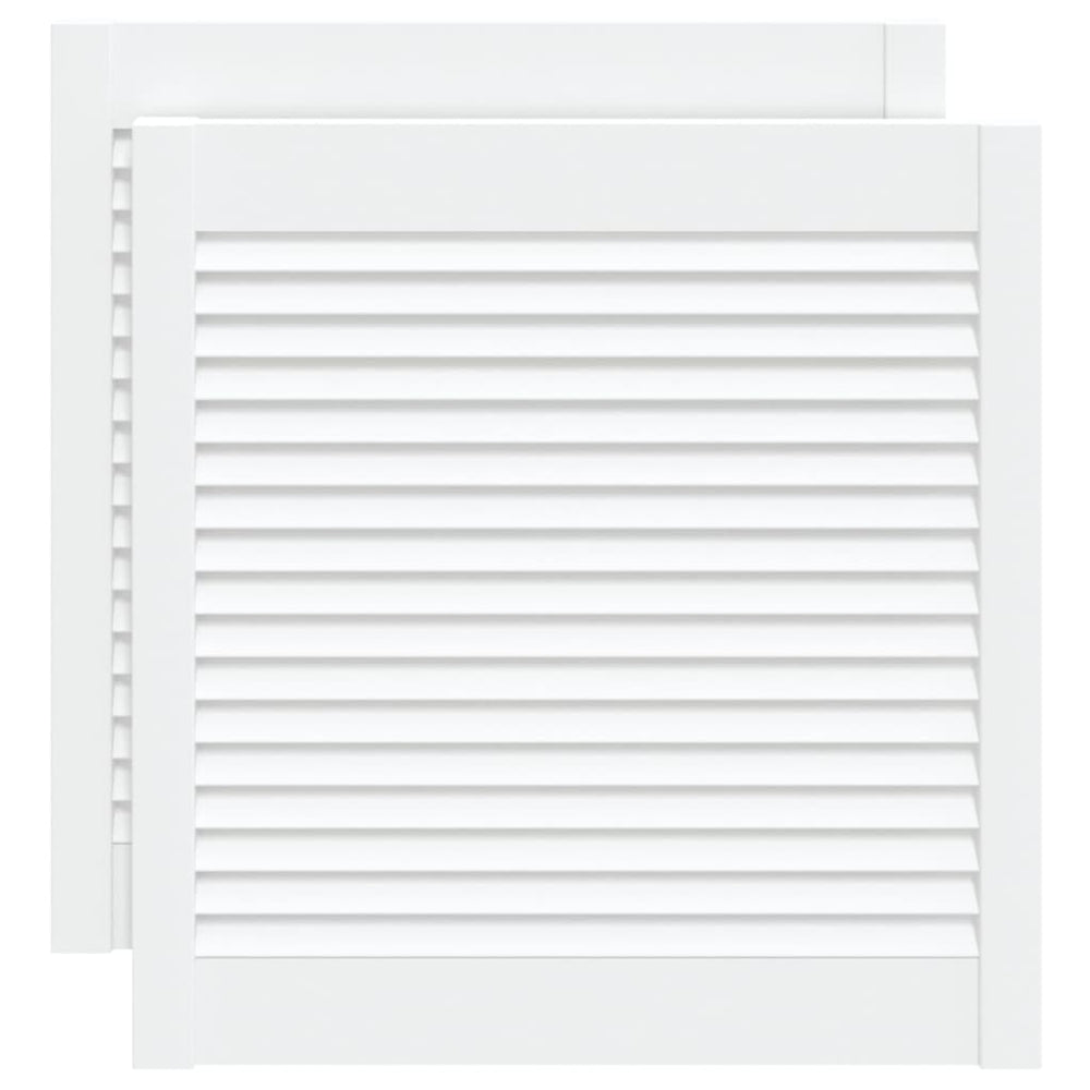 vidaXL Louvered Cabinet Doors 2 pcs White 61.5x59.4 cm Solid Wood