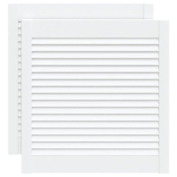vidaXL Louvered Cabinet Doors 2 pcs White 61.5x59.4 cm Solid Wood