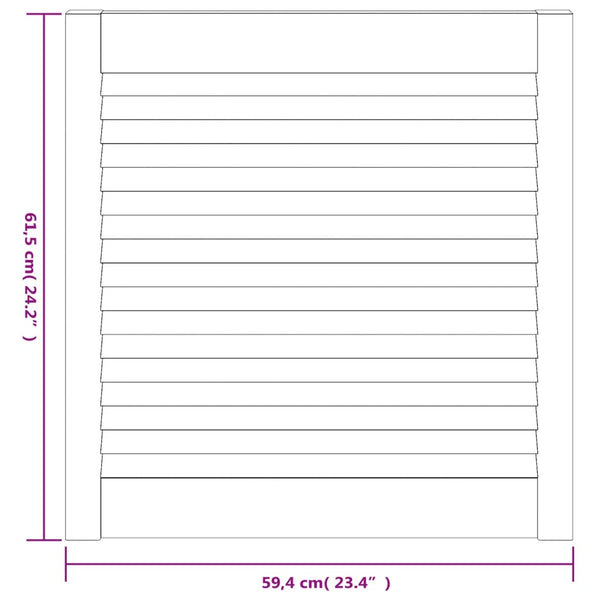 vidaXL Louvered Cabinet Doors 2 pcs White 61.5x59.4 cm Solid Wood