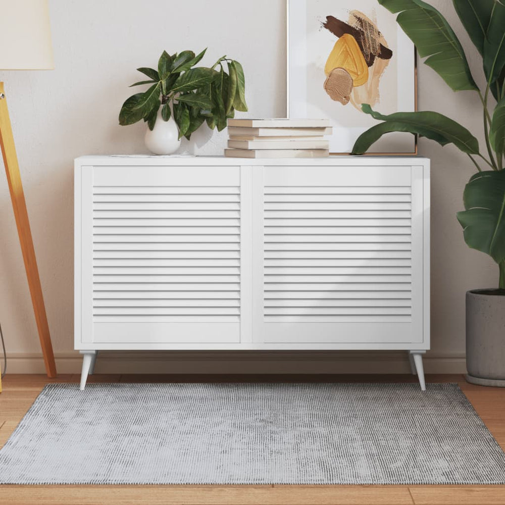 vidaXL Louvered Cabinet Doors 2 pcs White 61.5x59.4 cm Solid Wood