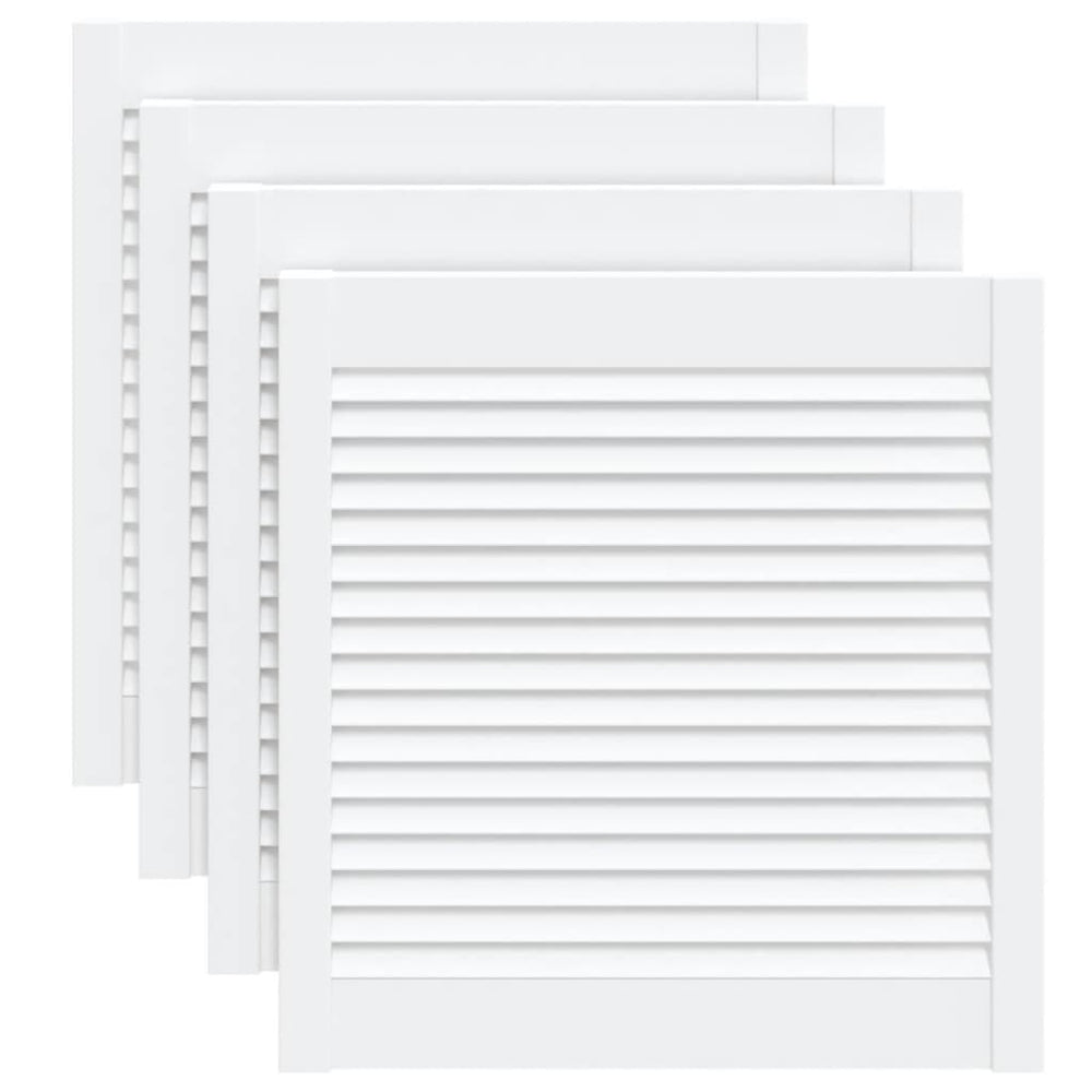 vidaXL Louvered Cabinet Doors 4 pcs White 61.5x59.4 cm Solid Wood