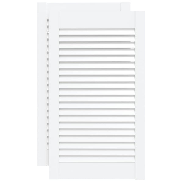 vidaXL Cabinet Doors Louvered Design 2 pcs White 69x39.4 cm Solid Wood