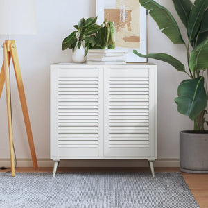 vidaXL Cabinet Doors Louvered Design 2 pcs White 69x39.4 cm Solid Wood