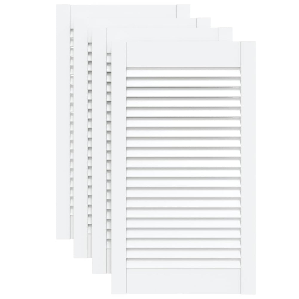 vidaXL Louvered Cabinet Doors 4 pcs White 69x39.4 cm Solid Wood