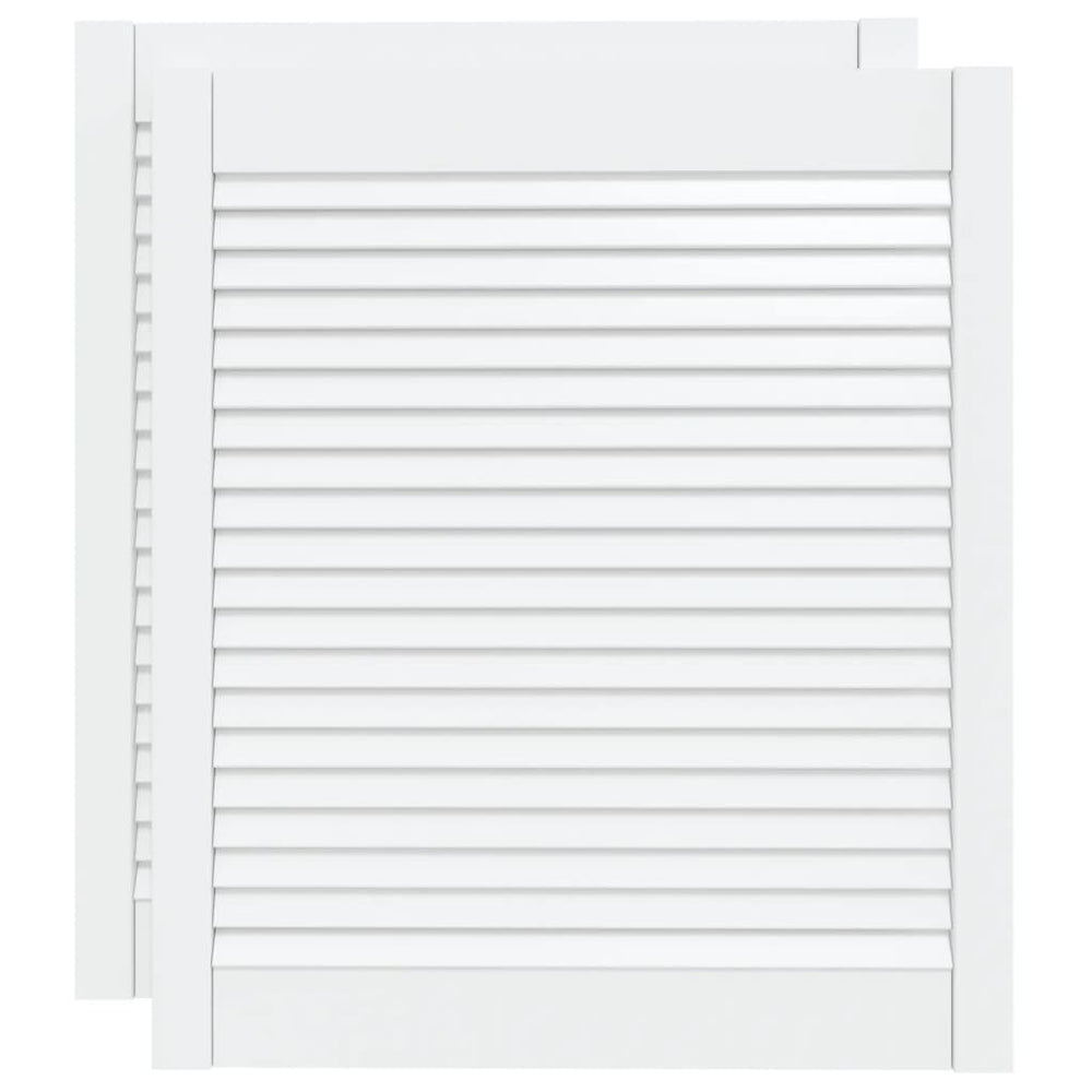 vidaXL Louvered Cabinet Doors 2 pcs White 69x59.4 cm Solid Wood