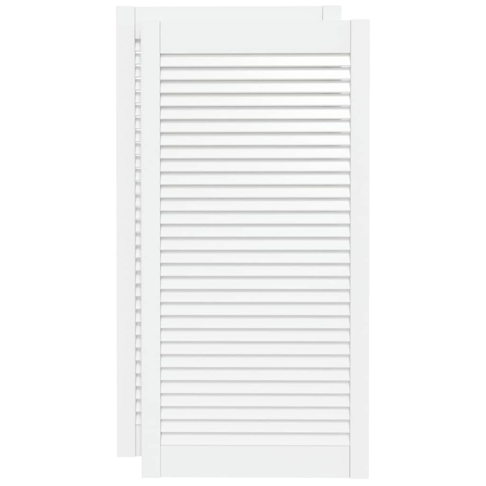 vidaXL Louvered Cabinet Doors 2 pcs White 99.3x49.4 cm Solid Wood