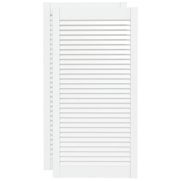vidaXL Louvered Cabinet Doors 2 pcs White 99.3x49.4 cm Solid Wood