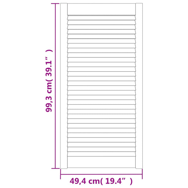 vidaXL Louvered Cabinet Doors 2 pcs White 99.3x49.4 cm Solid Wood