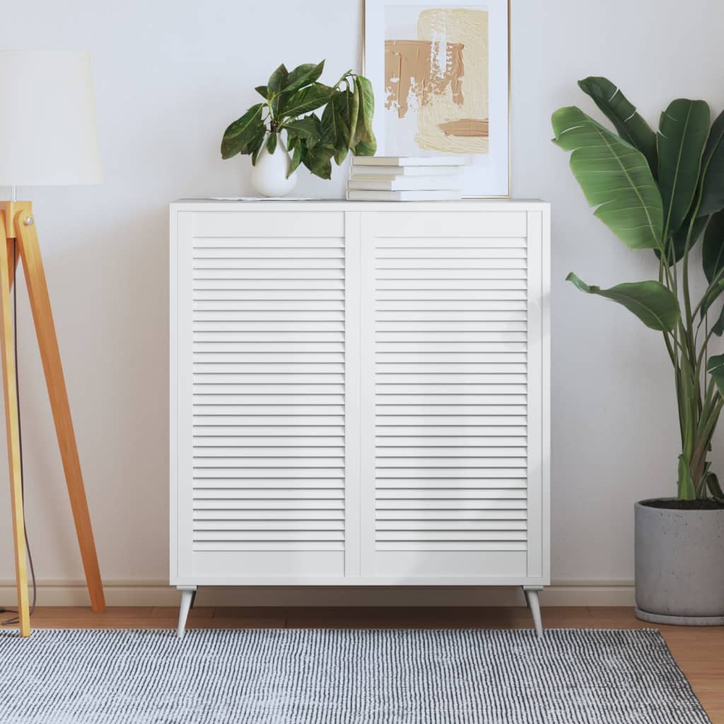 vidaXL Louvered Cabinet Doors 2 pcs White 99.3x49.4 cm Solid Wood