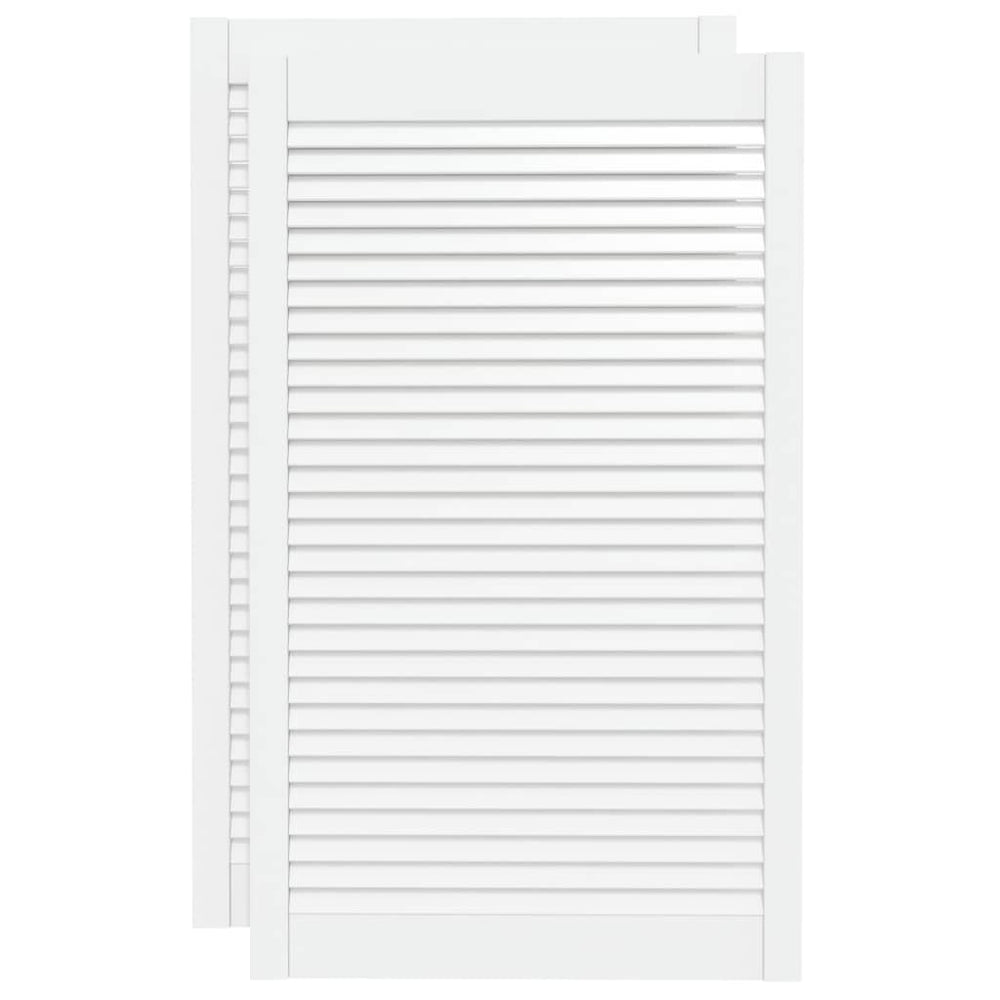 vidaXL Cabinet Doors Louvered Design 2 pcs White 99.3x59.4 cm Solid Wood