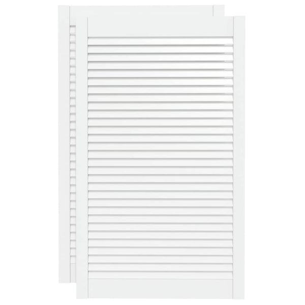 vidaXL Cabinet Doors Louvered Design 2 pcs White 99.3x59.4 cm Solid Wood