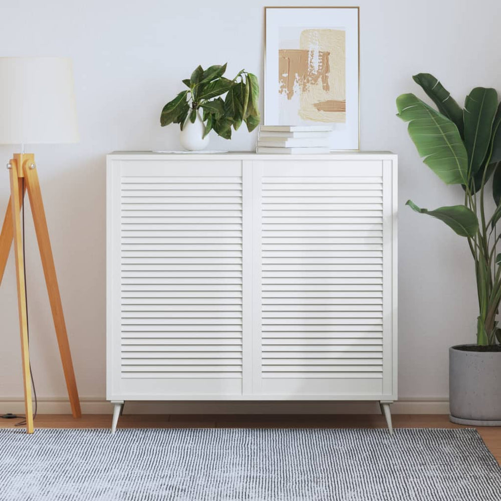 vidaXL Cabinet Doors Louvered Design 2 pcs White 99.3x59.4 cm Solid Wood