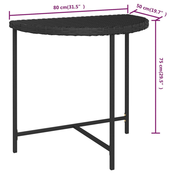 Gartentisch Schwarz 80x50x75 cm Poly Rattan