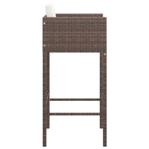vidaXL Bar Stools 2 pcs with Cushions Brown Poly Rattan