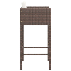 vidaXL Bar Stools 4 pcs with Cushions Brown Poly Rattan