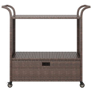 vidaXL Bar Cart with Drawer Brown 100x45x97 cm Poly Rattan