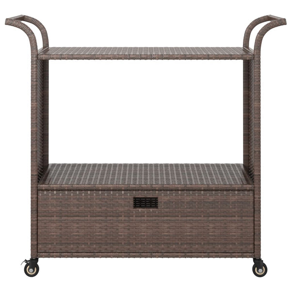 vidaXL Bar Cart with Drawer Brown 100x45x97 cm Poly Rattan