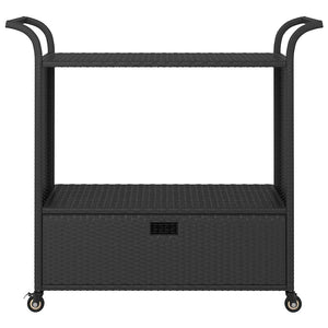 vidaXL Bar Cart with Drawer Black 100x45x97 cm Poly Rattan