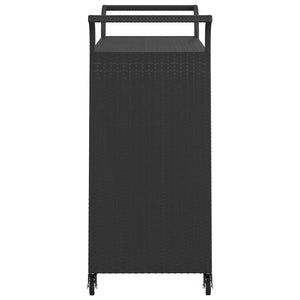 vidaXL Bar Cart with Drawer Black 100x45x97 cm Poly Rattan