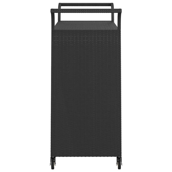 vidaXL Bar Cart with Drawer Black 100x45x97 cm Poly Rattan