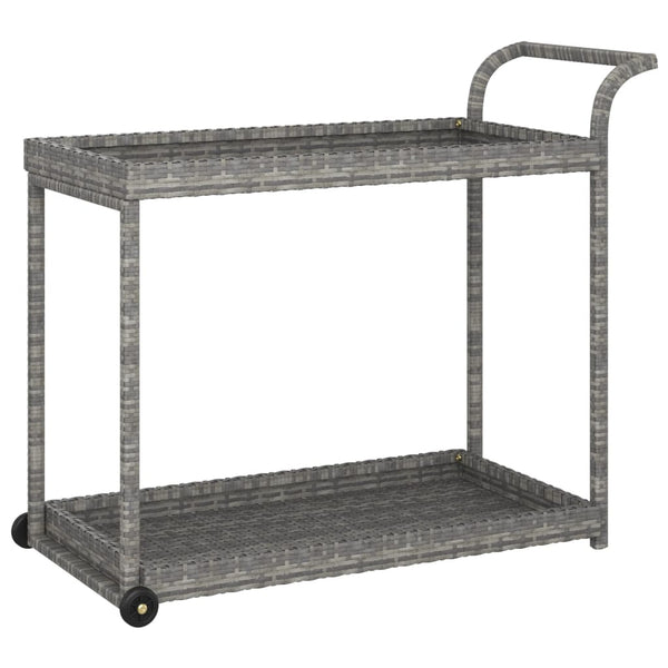 vidaXL Bar Cart Gray 100x45x83 cm Poly Rattan