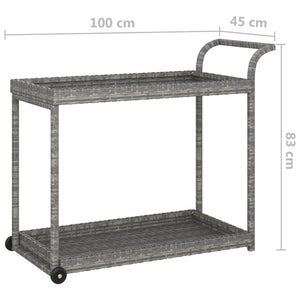 vidaXL Bar Cart Gray 100x45x83 cm Poly Rattan