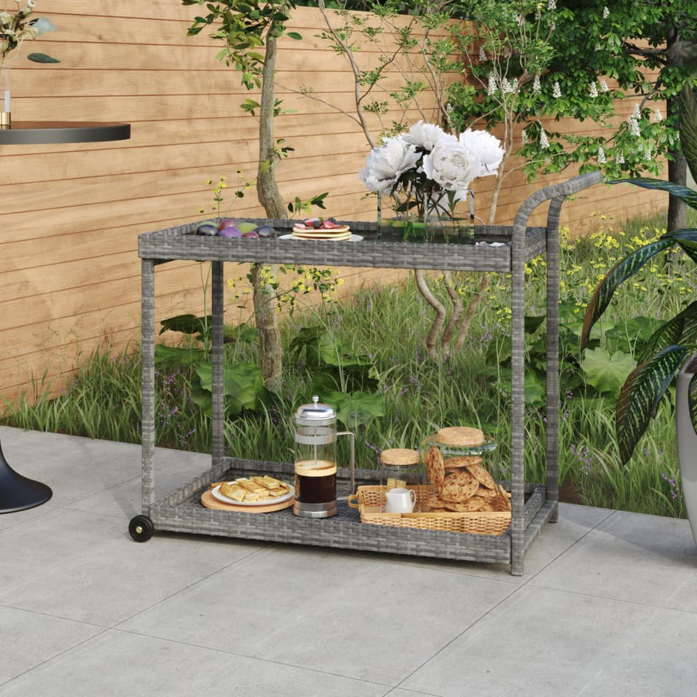 vidaXL Bar Cart Gray 100x45x83 cm Poly Rattan