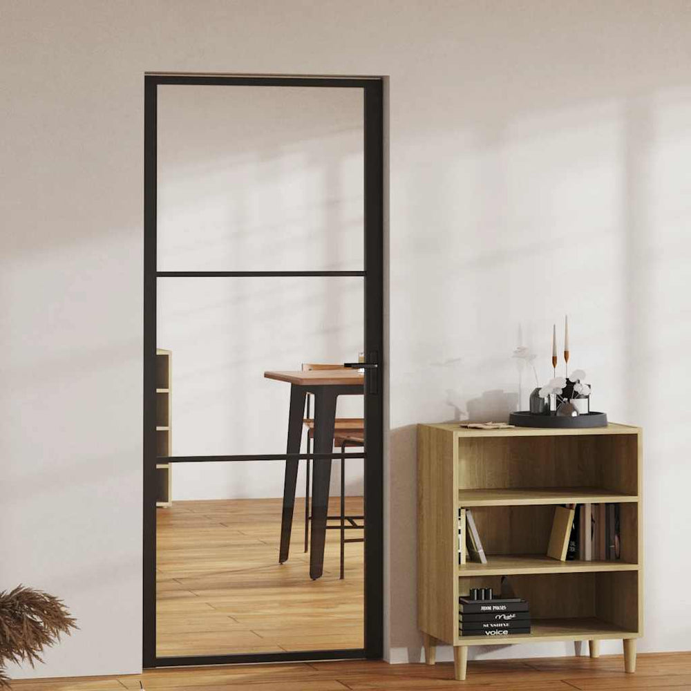 vidaXL Interior Door ESG Glass and Aluminum 83x201.5 cm Black