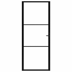 vidaXL Interior Door ESG Glass and Aluminum 93x201.5 cm Black