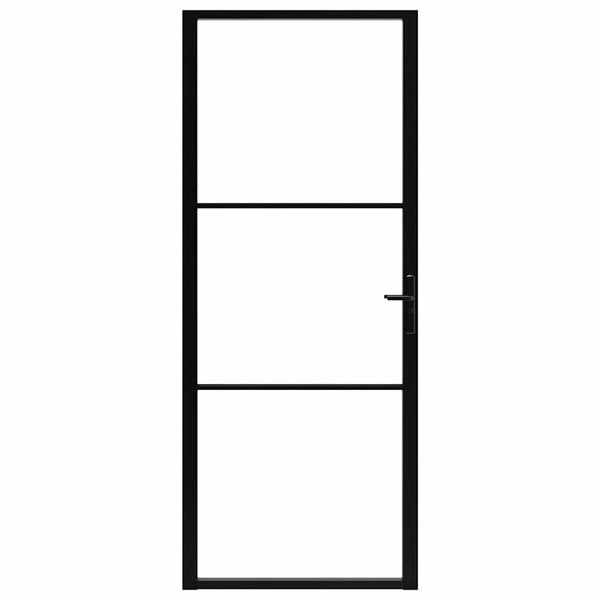 vidaXL Interior Door ESG Glass and Aluminum 93x201.5 cm Black