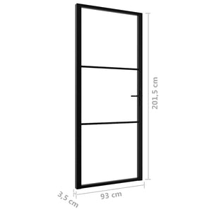 vidaXL Interior Door ESG Glass and Aluminum 93x201.5 cm Black