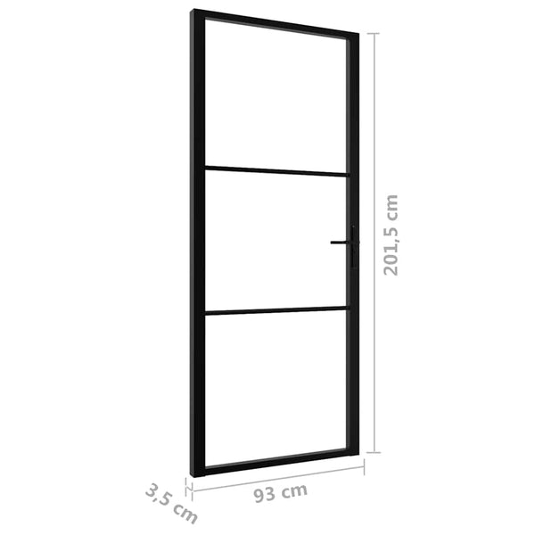 vidaXL Interior Door ESG Glass and Aluminum 93x201.5 cm Black
