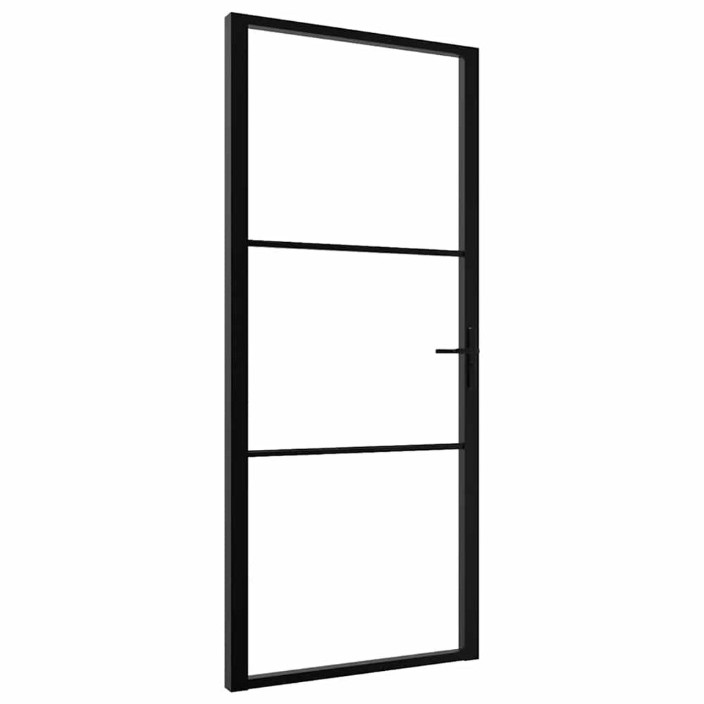 vidaXL Indoor Door ESG Glass and Aluminum 102.5x201.5 cm Black