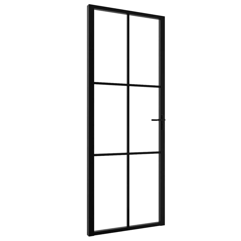 vidaXL Interior Door Tempered Glass and Aluminum 76x201.5 cm Black