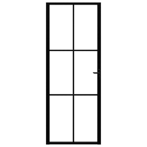 vidaXL Interior Door Tempered Glass and Aluminum 76x201.5 cm Black