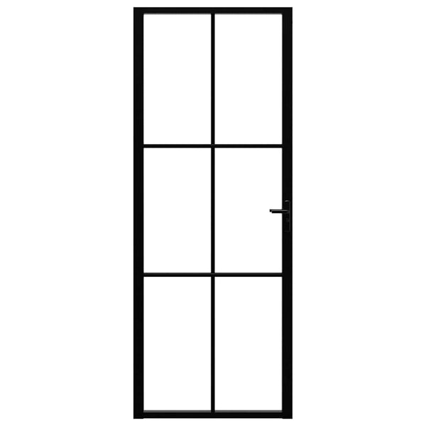 vidaXL Interior Door Tempered Glass and Aluminum 76x201.5 cm Black
