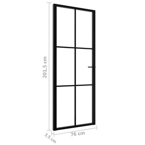 vidaXL Interior Door Tempered Glass and Aluminum 76x201.5 cm Black