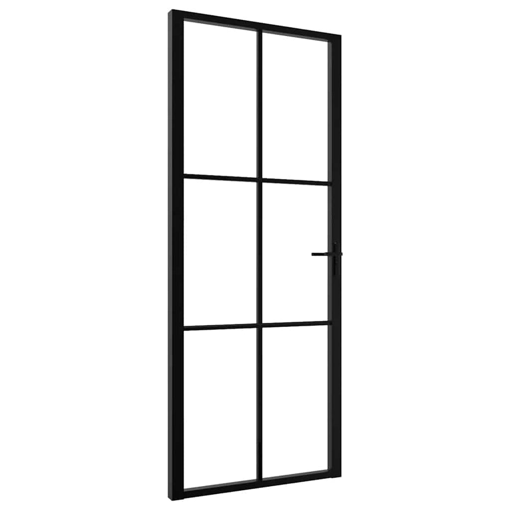 vidaXL Interior Door ESG Glass and Aluminum 83x201.5 cm Black