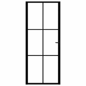 vidaXL Interior Door ESG Glass and Aluminum 83x201.5 cm Black