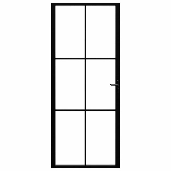 vidaXL Interior Door ESG Glass and Aluminum 83x201.5 cm Black