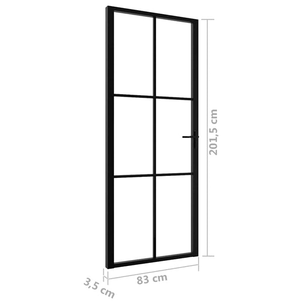 vidaXL Interior Door ESG Glass and Aluminum 83x201.5 cm Black