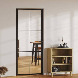vidaXL Interior Door ESG Glass and Aluminum 83x201.5 cm Black