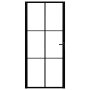 vidaXL Interior Door ESG Glass and Aluminum 93x201.5 cm Black