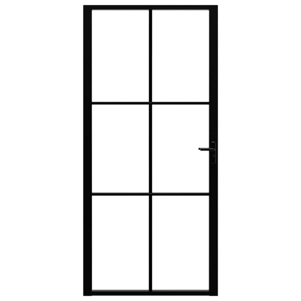 vidaXL Interior Door ESG Glass and Aluminum 93x201.5 cm Black