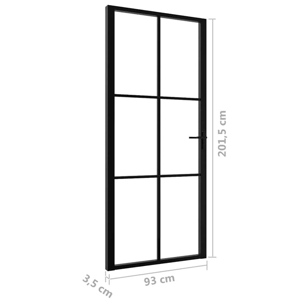 vidaXL Interior Door ESG Glass and Aluminum 93x201.5 cm Black